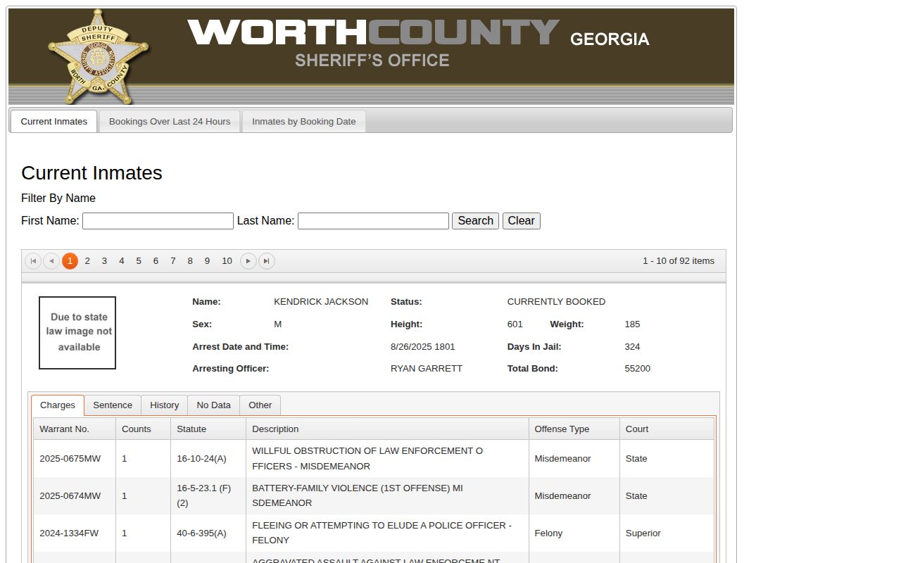 Worth County released last 24 hours OffenderIndex roster
