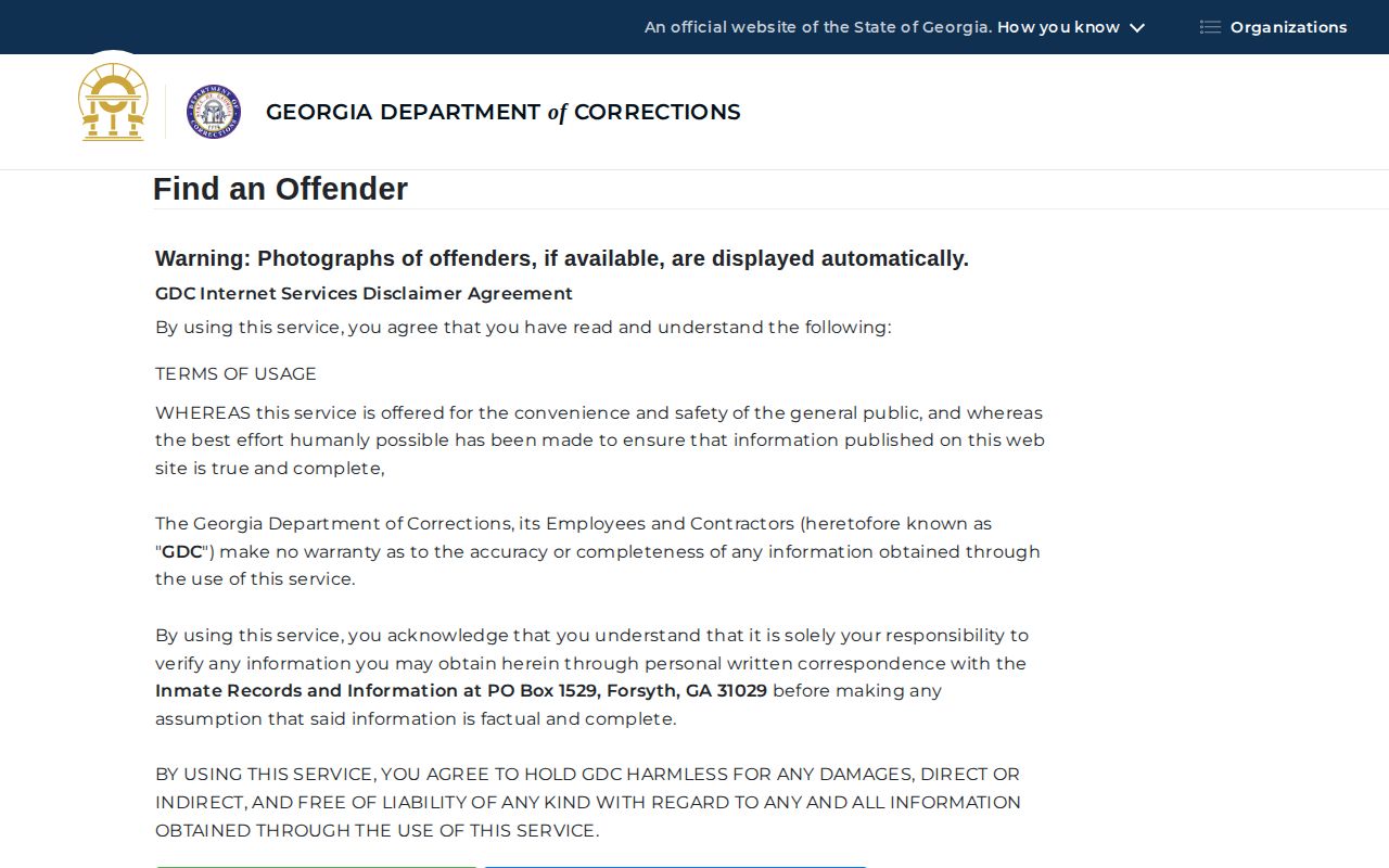 Georgia GDC offender query release-date search